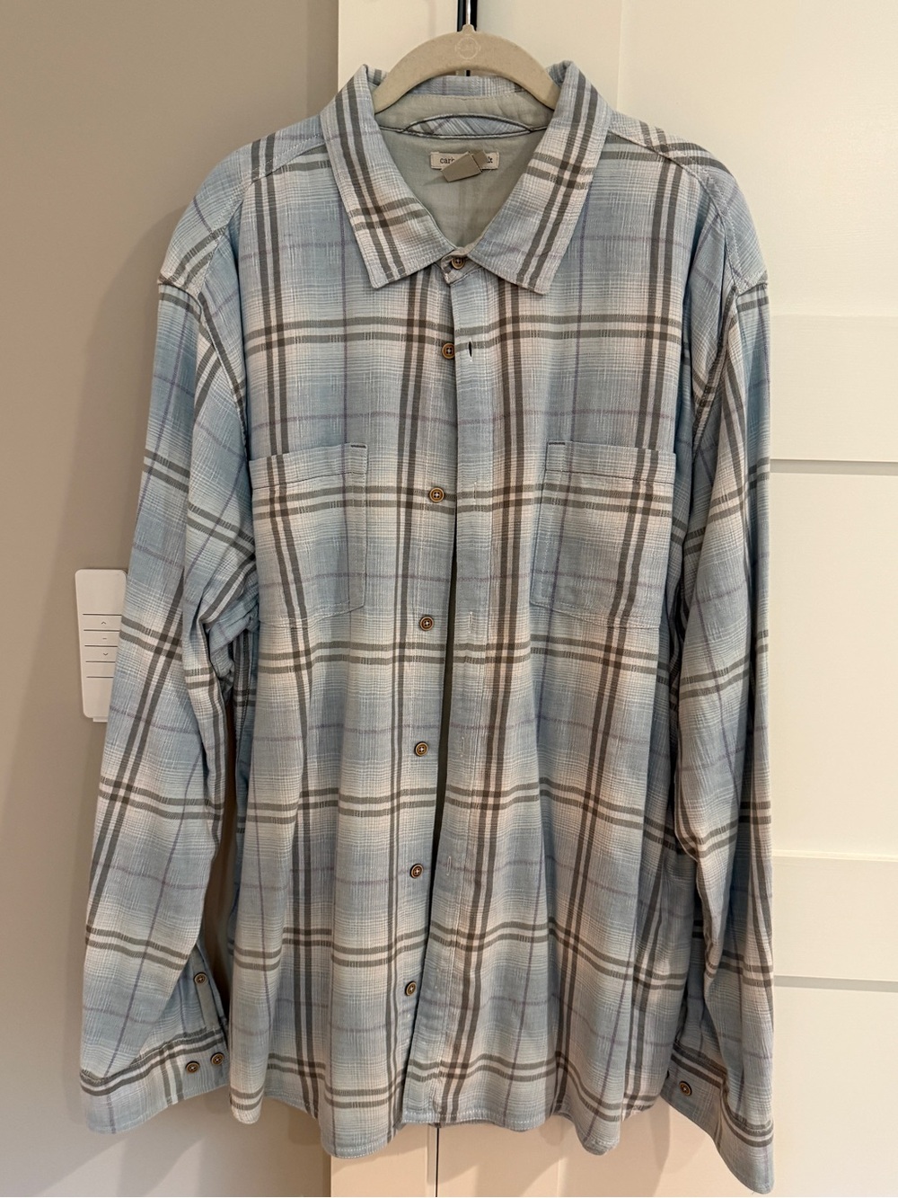 Carbon2Cobalt Men’s Blue Gray Plaid Long Sleeve Shirt – Style 133639